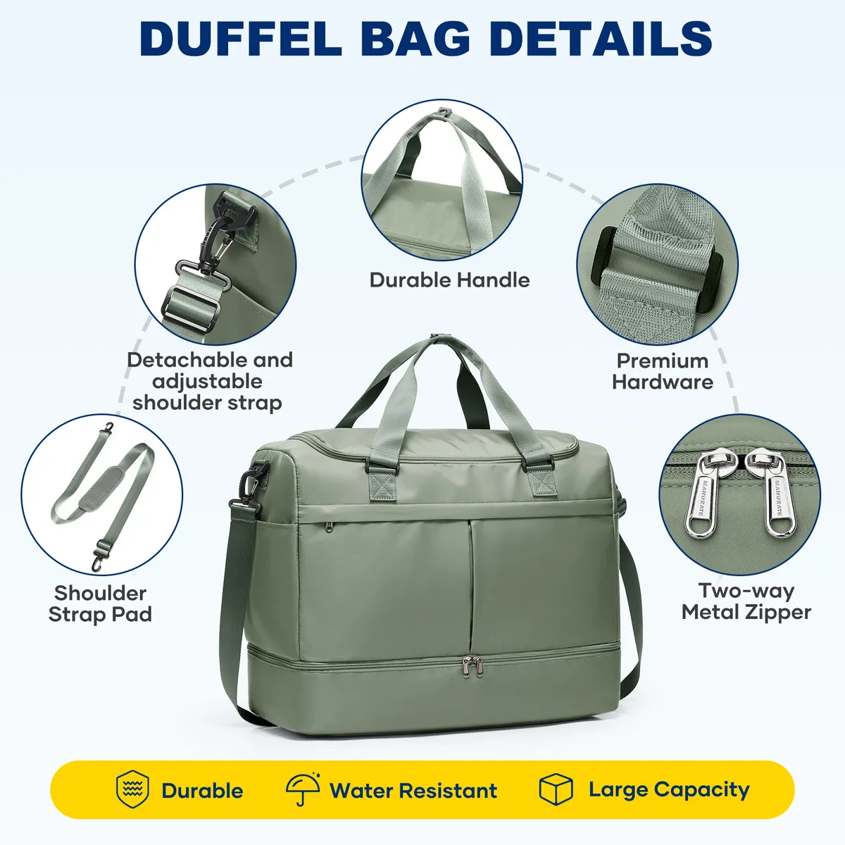 grand sac de voyage, sac de nuit à emporter avec compartiment à chaussures, sacs de week-end pour femmes pour les voyages, les affaires, le sport, l'hôpital