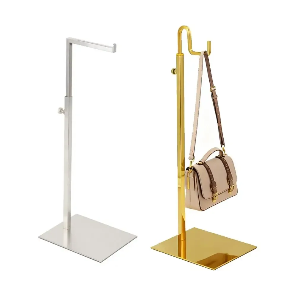 présentoir de sacs en acier inoxydable durable, doré/argenté, réglable, support pour portefeuilles, organisateur de bijoux poli, pour sacs de femmes