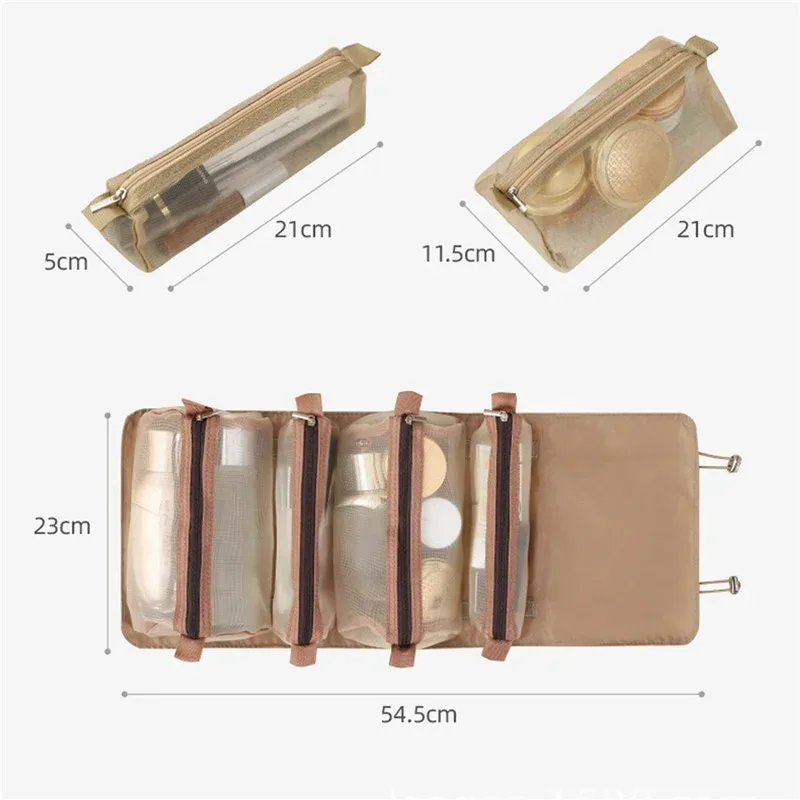 sac à cosmétiques de voyage pour femmes, boîte de maquillage en maille, esthéticienne, pinceaux de toilette, organisateur de rangement de rouge à lèvres