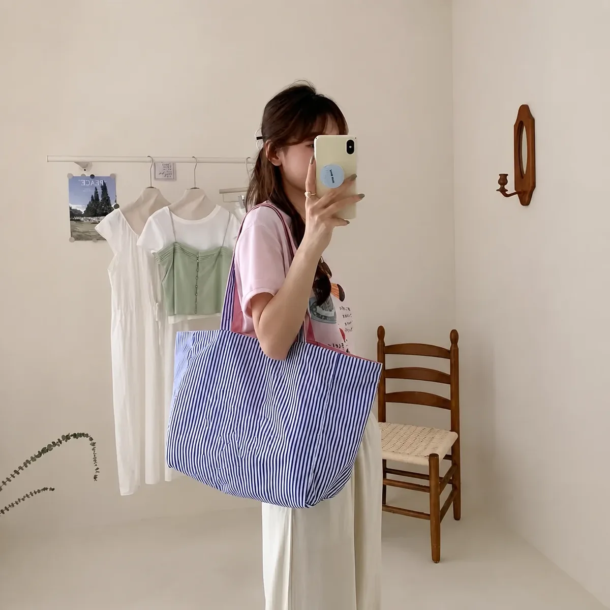 sac fourre-tout réversible grande capacité, sac double face pour les voyages de loisirs, les cours universitaires et les trajets quotidiens