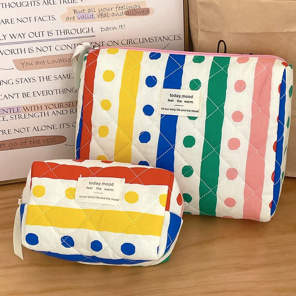 Sac à main matelassé arc-en-ciel portable pour femmes, fourre-tout de voyage, sac de rangement de toilette cosmétique, poudres d'organisateur de maquillage, sac à main mignon pour filles, mode