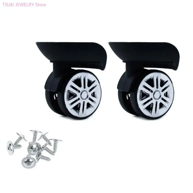 62ke roulettes rechange pour chariot à bagages robustes, double rangée, valise pivotante à 360 degrés, silentwheels, 2 pièces