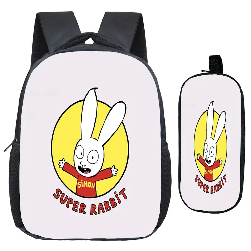 sac à dos simon super rabbit, trousse à crayons 2 pièces, sacs à dos décontractés pour garçons et filles, sac à dos personnalisé pour étudiants, sac de retour à l'école pour enfants, mochila