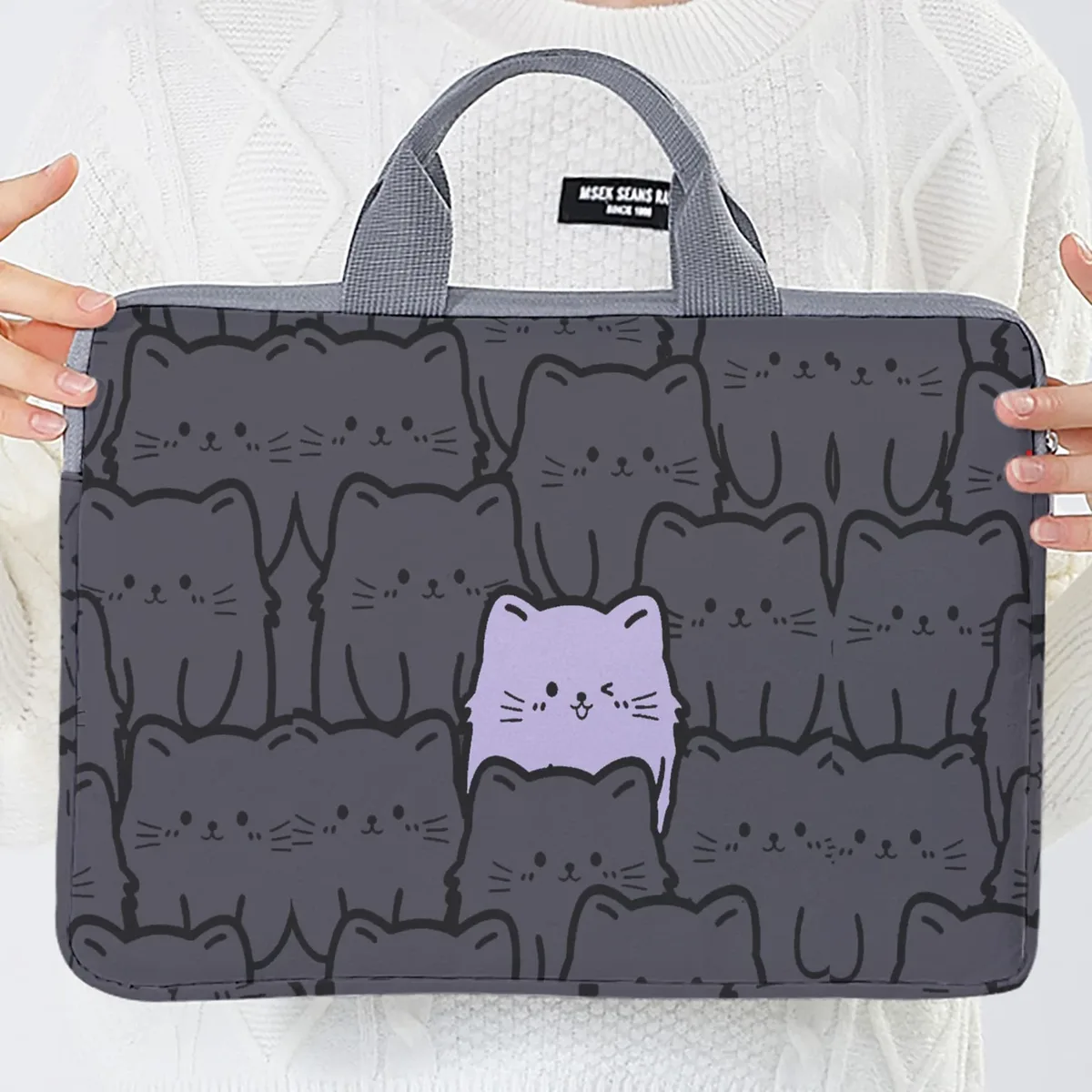 ensemble 1 pièce, sac pour ordinateur portable à motif de chat, mallette, adapté aux ordinateurs portables de 14 pouces, sac pour ordinateur portable fixe