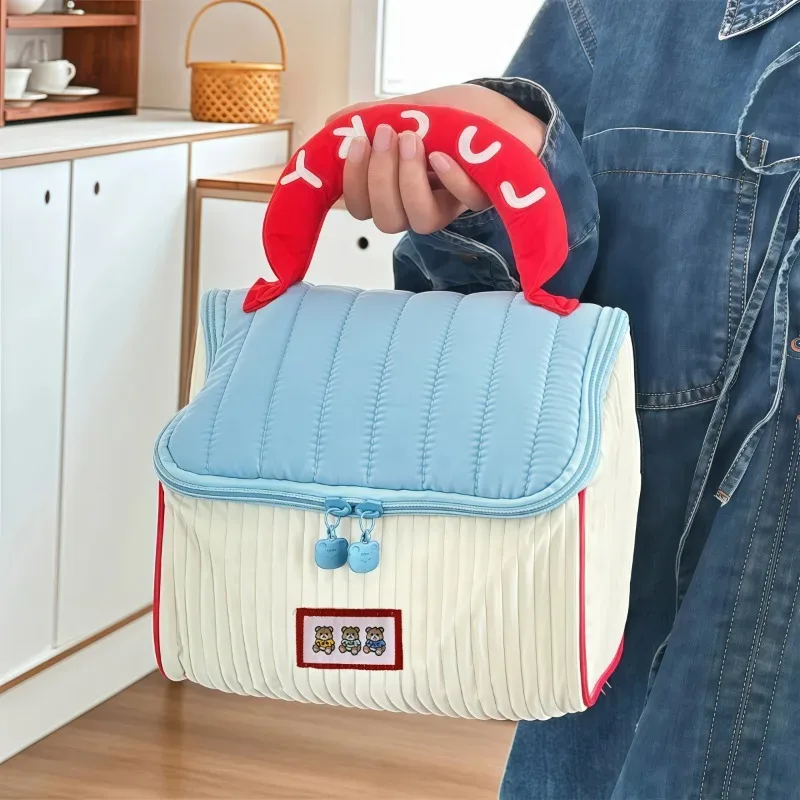 sac à main mignon à motif de dessin animé pour filles, grande capacité, organiseur de cosmétiques, sac de toilette portable pour voyage