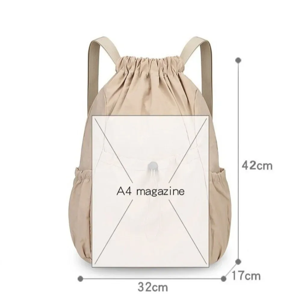 sac à dos en nylon oxford avec cordon de serrage, léger, pliable, couleur unie, grande capacité