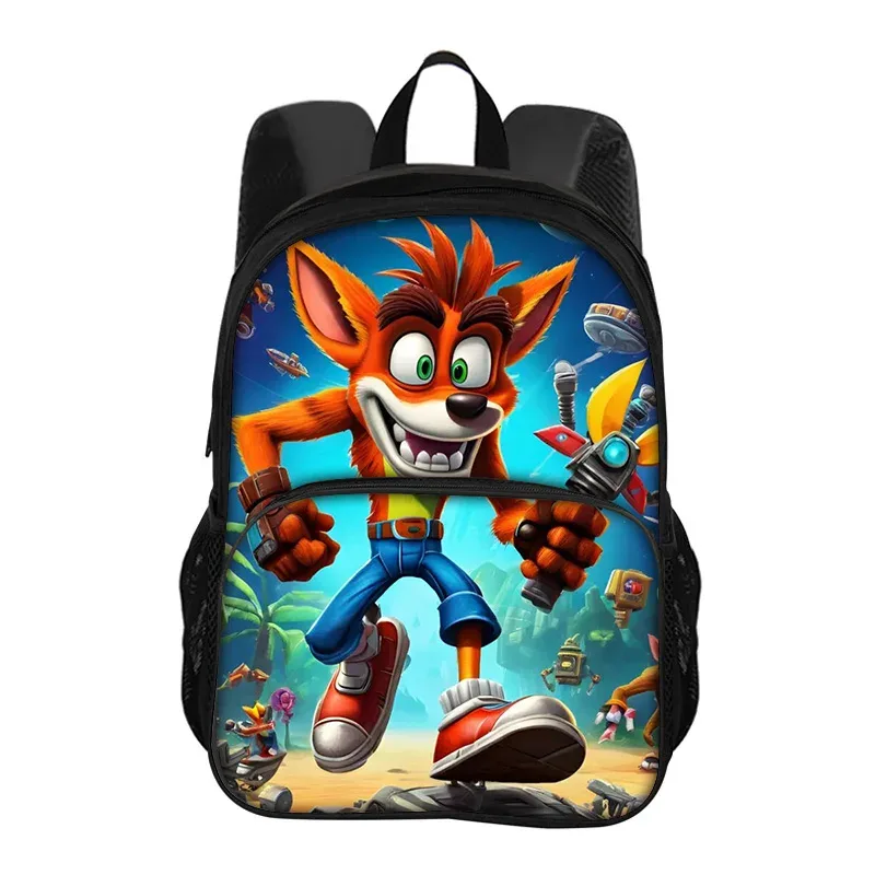 sac à dos rond crash bandicoot imprimé de dessins animés, nouvelle tendance, haute qualité, le meilleur compagnon scolaire pour les étudiants