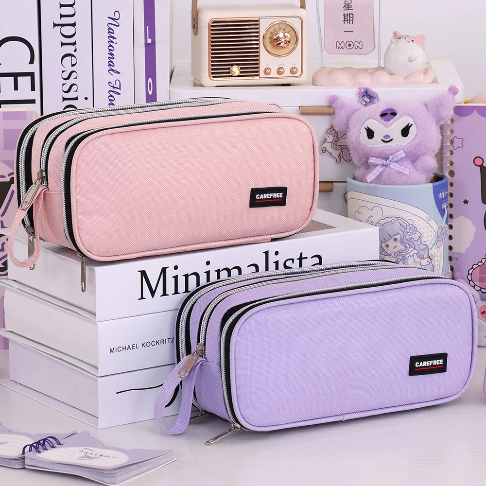 trousse scolaire grande capacité avec porte-stylos, sac à crayons, rangement de papeterie pour étudiants, sac de rangement créatif pour maquillage
