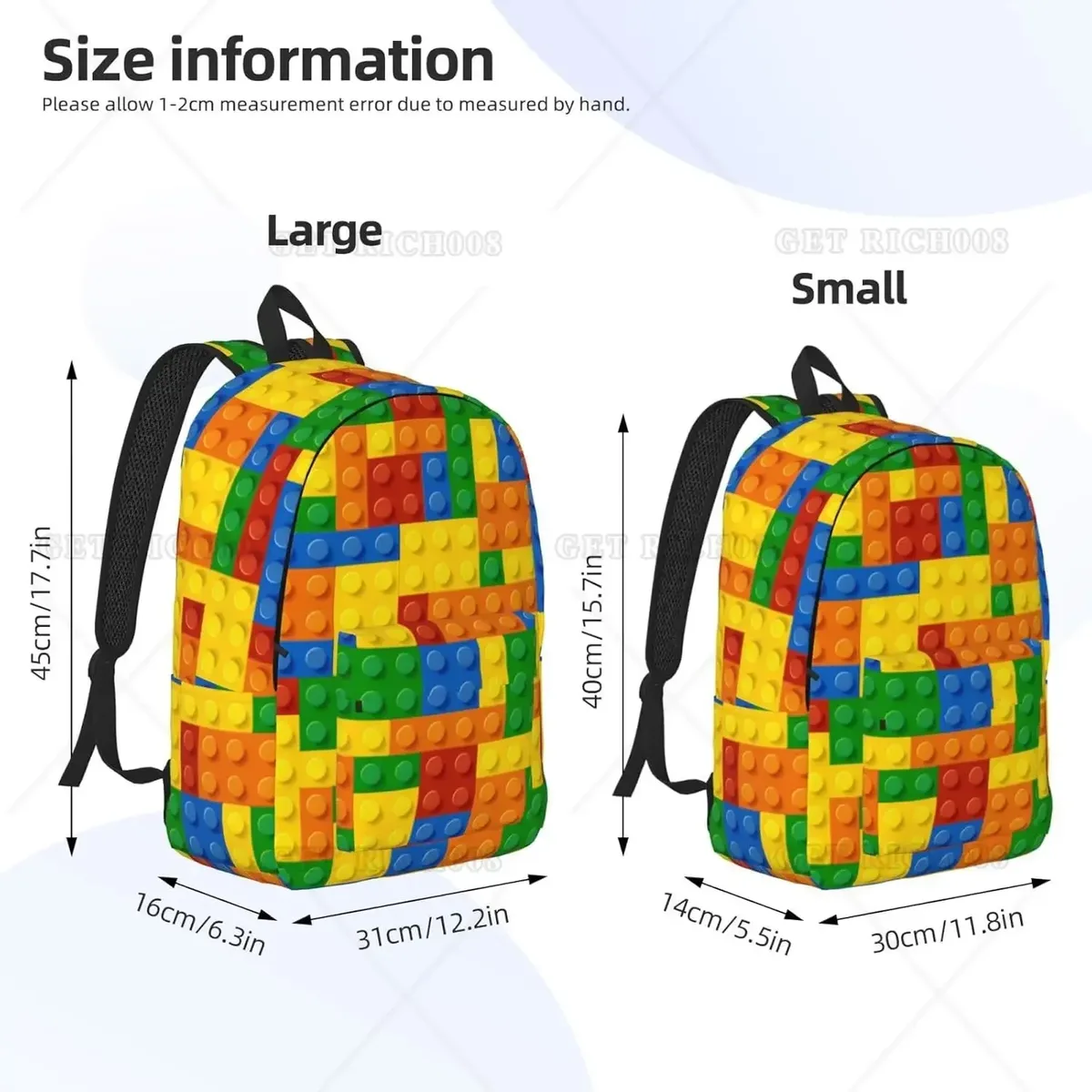 blocs colorés motif amusant sac à dos pour filles garçons femmes sac à dos léger sac à dos décontracté pour voyage camping en plein air 15 pouces