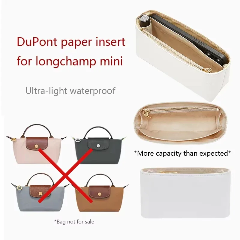 insert organisateur de sac pour longchamp mini dupont, sac en papier, rangement léger, support de sac étanche, accessoire