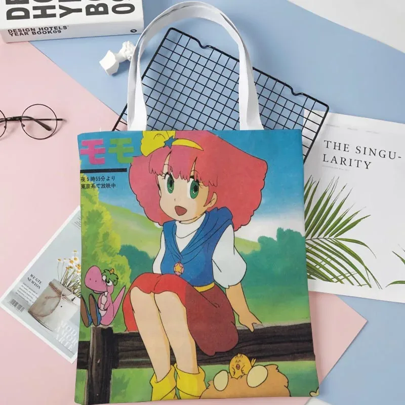 sac fourre-tout minky momo anime pour femme, sacs à provisions réutilisables, sac à main, cuillère à soupe, pliable, coton, initié au gril, fille, 1016wjy