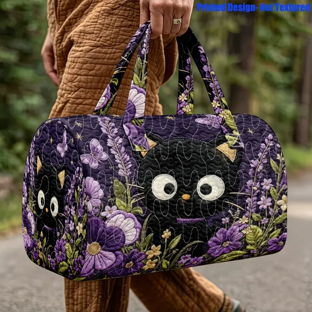 petit sac imprimé motif chat noir, grande capacité, portable, polyvalent et tendance. il convient comme sac de voyage.