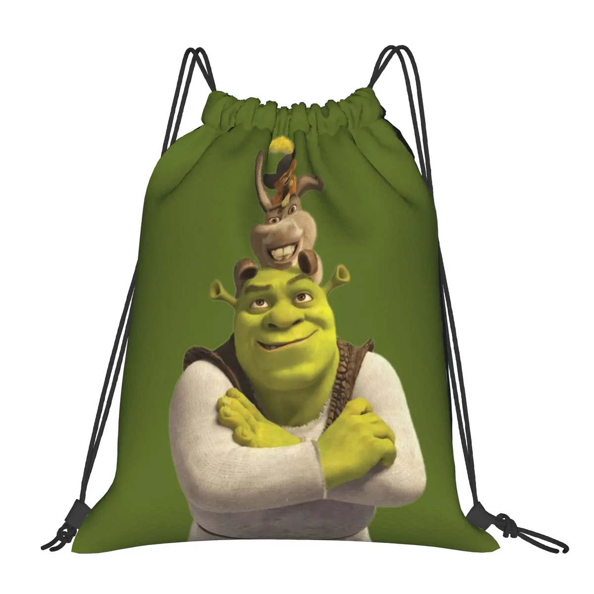 sac à dos à cordon shreks memes, sac de sport résistant à l'eau, sac à cordon avec visage drôle d'anime pour le yoga, 36 cm (largeur) x 43 cm (hauteur)