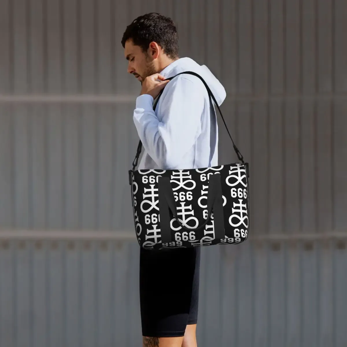 léviathan cross satan 666 baphomet symbols sataniques sac de voyage de plage sacs fourre-tout pour salle de sport sport femmes shopping sac à bandoulière