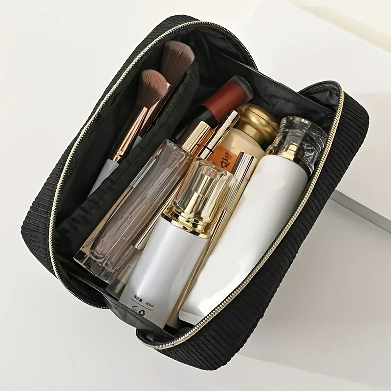 pochette à maquillage en velours côtelé brodée avec un nom personnalisé, sac cosmétique pour femmes, pochette de beauté, cadeau parfait pour une demoiselle d'honneur pour une célébration de mariage