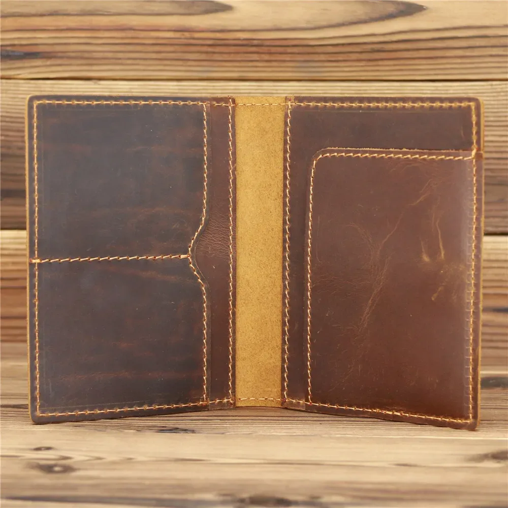 couverture de passeport pour hommes, 100% cuir véritable, île de malte, vintage, cheval fou, porte-passeport