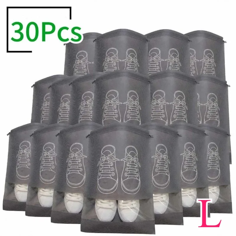 sacs de rangement pour chaussures, 1 à 30 pièces, sacs anti-poussière non tissés, sacs de voyage portables pour chaussures, pochettes de rangement pour chaussures