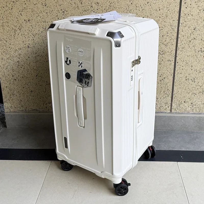 valise de voyage antidéflagrante à cinq roues avec frein, grande taille 36/38/40/50 pouces, matériau pc épais, boîtier de chariot à fermeture éclair