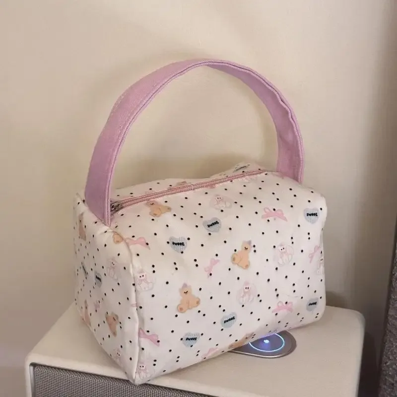 sac fourre-tout ours mignon de dessin animé grande capacité, trousse de maquillage, sac de rangement pour les déplacements et les voyages, organisateur de toilette, cadeaux