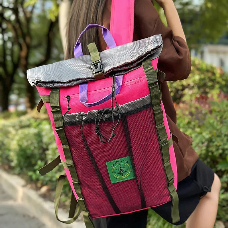 sac à dos de voyage multifonction en plein air, camping, randonnée, grande capacité, étanche, pliable, sac d'école à roulettes