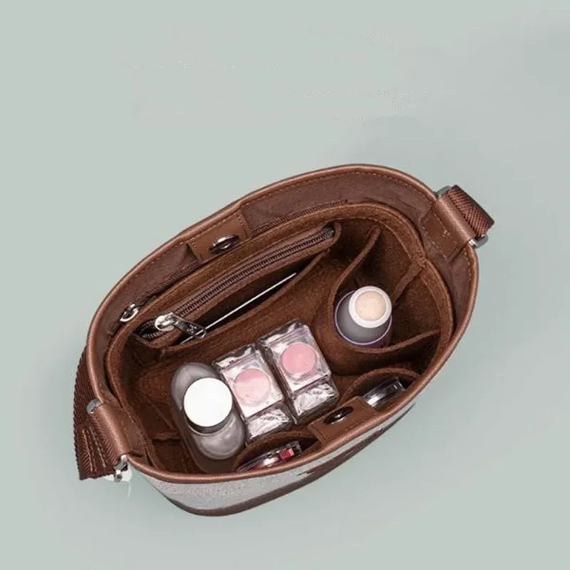 organisateur de sac à insérer en feutre multi-poches, organisateur de maquillage, doublure parfaite pour les femmes, sacs à main, sac seau, accessoires, sac à cosmétiques