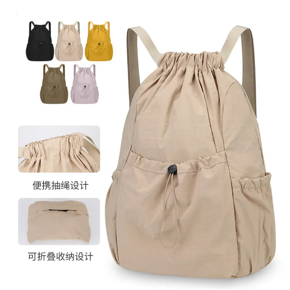sac à dos léger à cordon de serrage pour hommes et femmes, sac pliable universel de grande capacité pour les déplacements en plein air et les loisirs