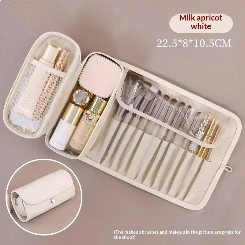 sac de maquillage multifonctionnel de grande capacité, sac de voyage pour pinceaux de maquillage pour femmes, sac de rangement de maquillage pliable portable et tendance