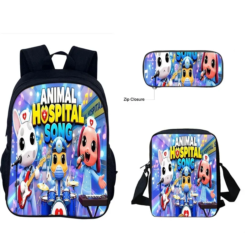 ensemble de 3 sacs d'école à thème animalier pour enfants, sac à dos, sac bandoulière et trousse à crayons, pour garçons et filles de primaire et collège, idéal comme cadeau