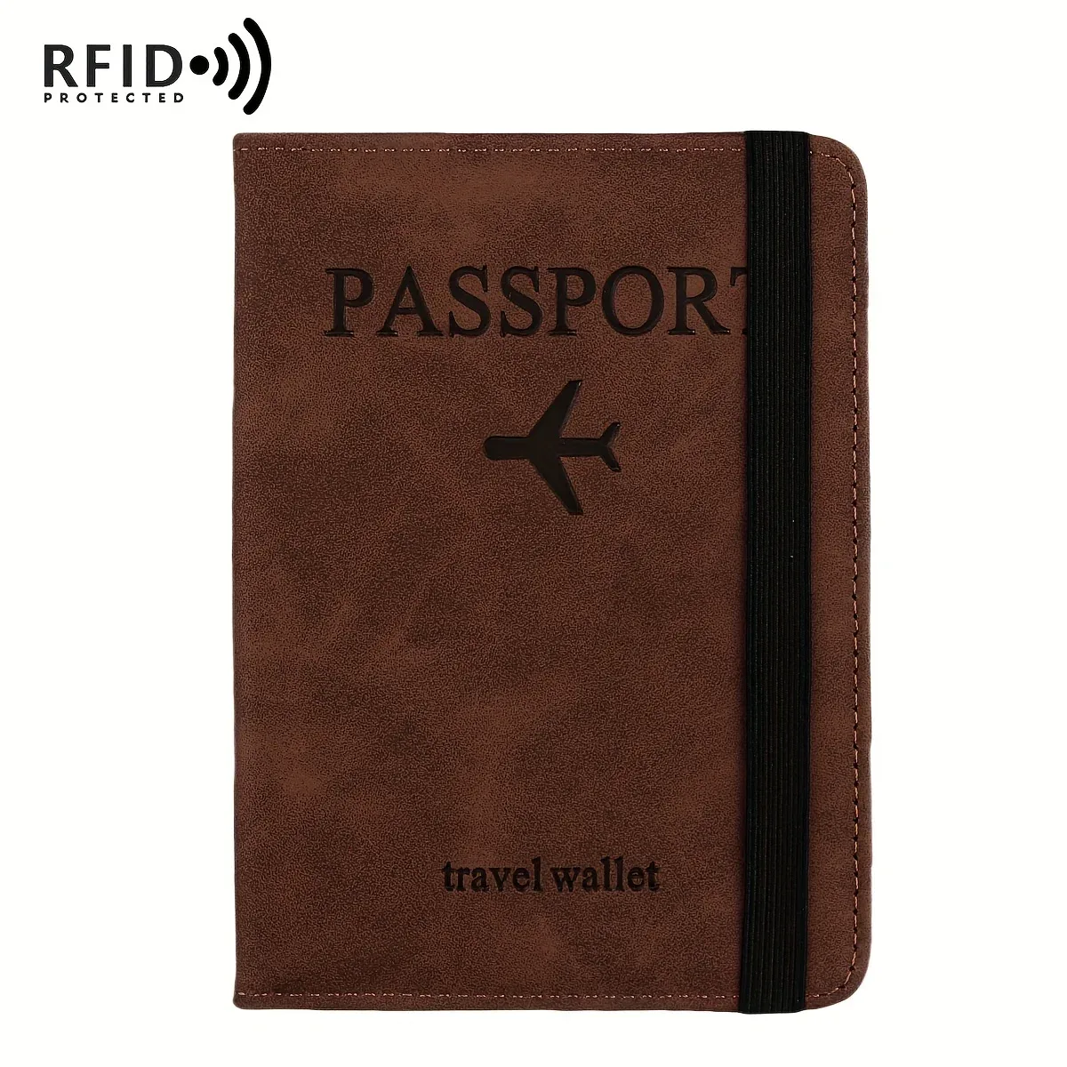 porte-passeport rétro en pu, portefeuille multifonction avec blocage rfid, housses de passeport avec emplacements pour cartes et objets personnels