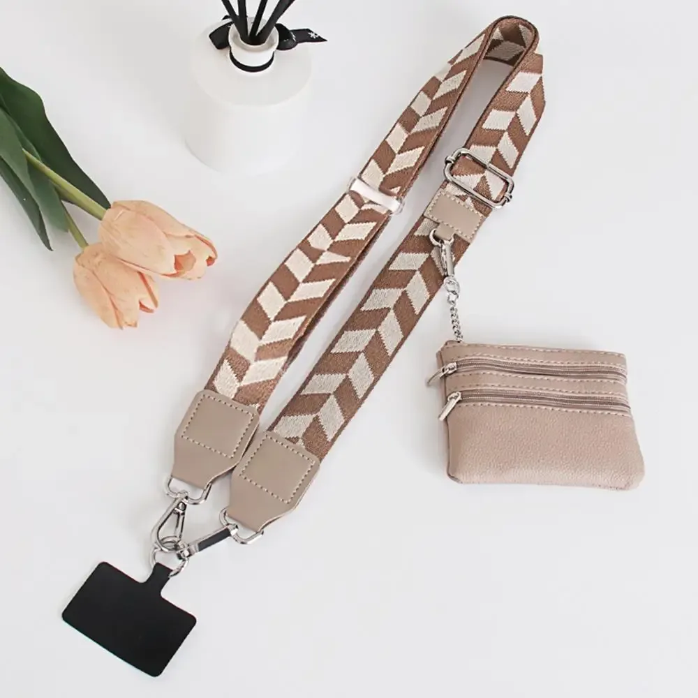 lanière réglable pour téléphone portable, 4 pièces/ensemble, avec portefeuille, clip anti-perte et sangle go pour téléphone, sangle de sac à bandoulière pour dames
