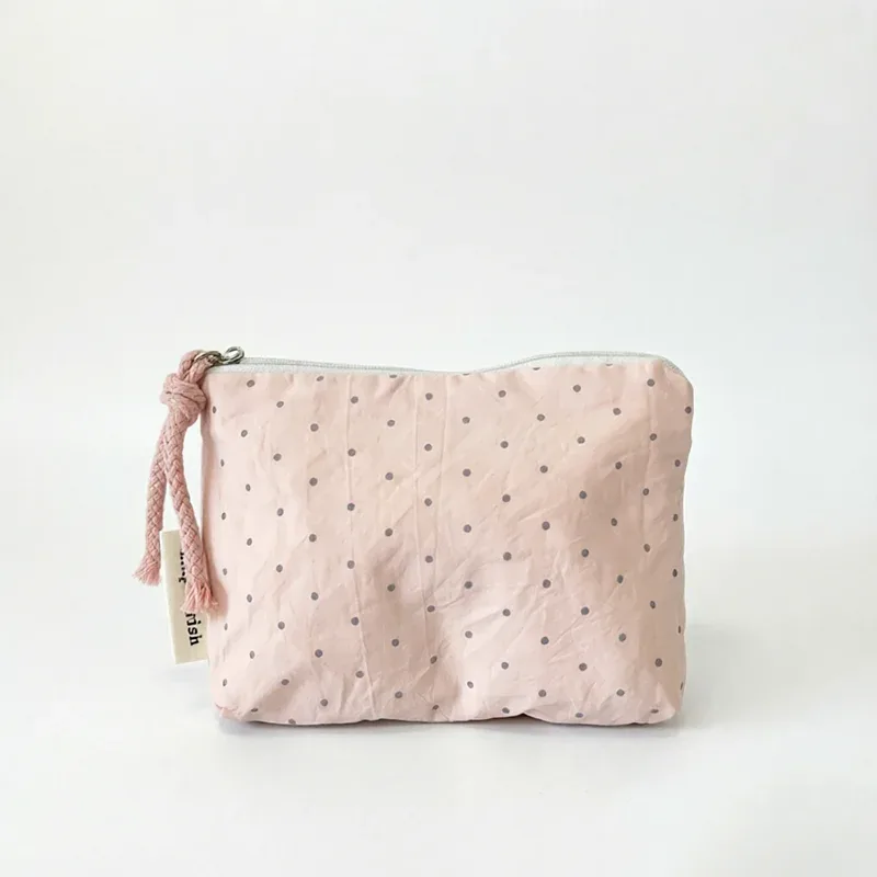 pochette de maquillage rayée rose pour femme, mini sac à cosmétiques mignon, sac de rangement portable pour clés, écouteurs, rouge à lèvres, porte-monnaie