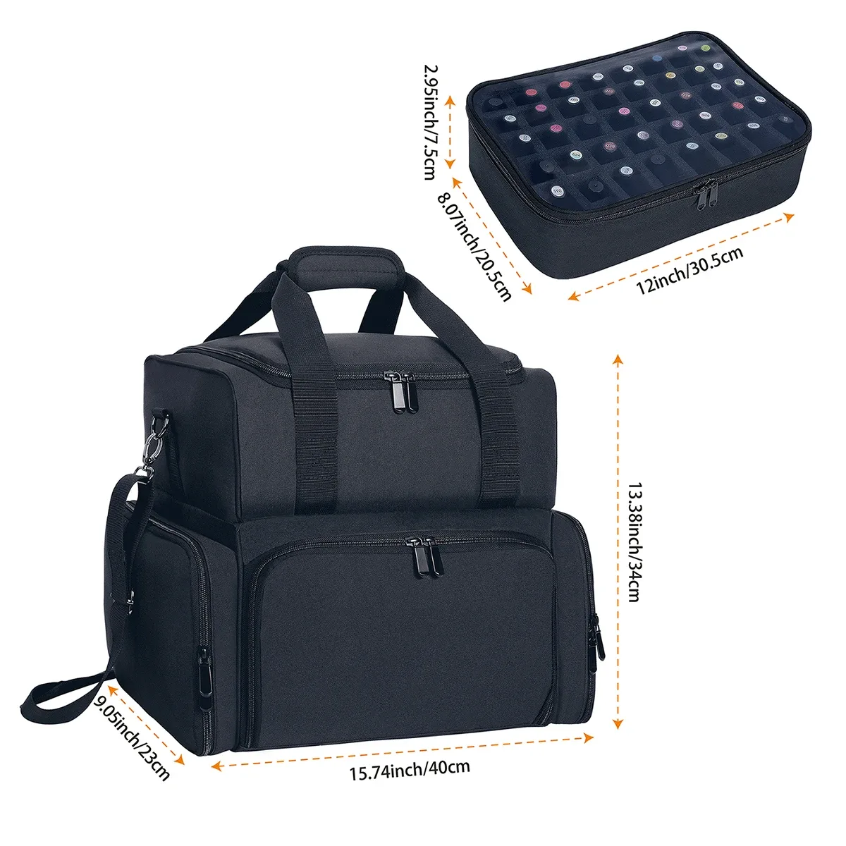 étui de rangement de vernis à ongles de grande capacité, 80 bouteilles, rangement de voyage portable avec 2 sacs amovibles et essentiel pour femmes