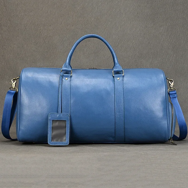sacs de voyage en cuir véritable pour hommes et femmes, cuir de vachette noir doux, sac décontracté, haute qualité, initié, grande capacité