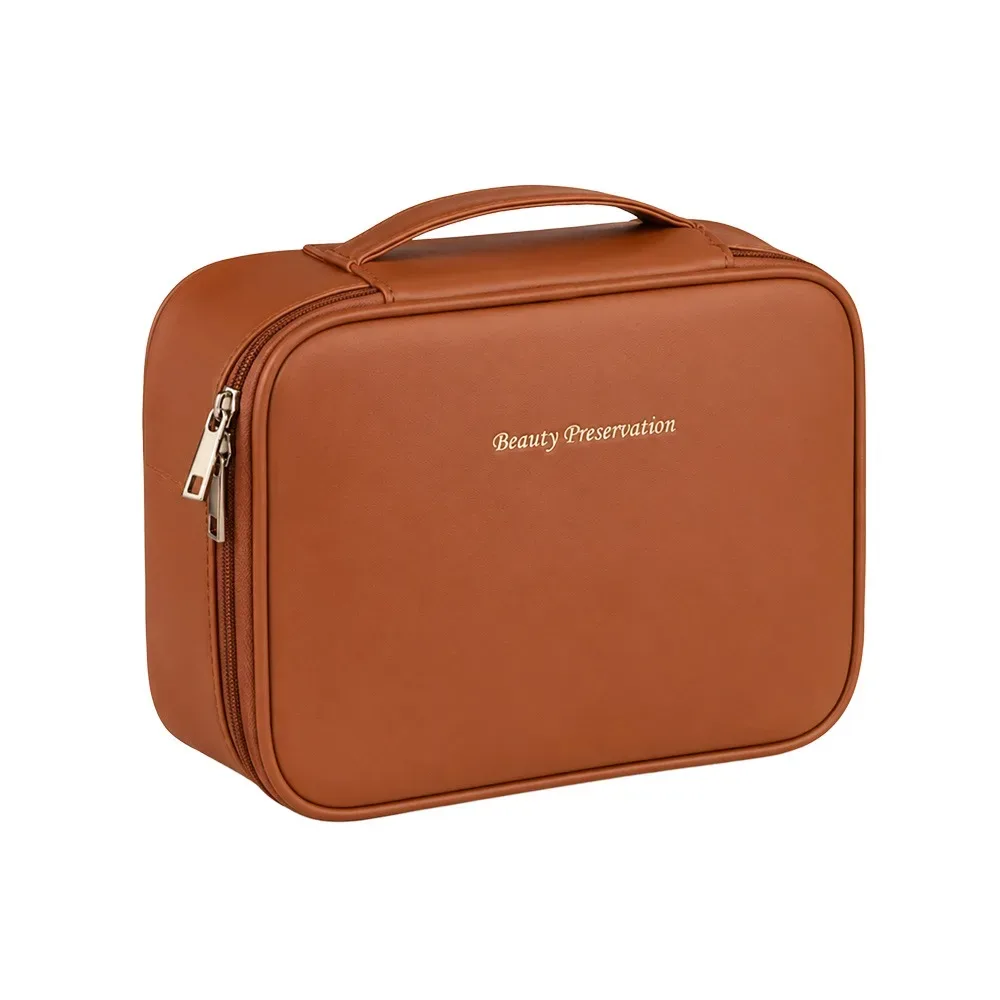 sac à cosmétiques de luxe à double couche, grande capacité, fermeture éclair, sac à maquillage imperméable, organiseur de cosmétiques