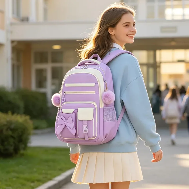 Ensemble de sacs à dos pour enfants 3 pièces avec motif papillon mignon, grande capacité, sac d'école, sac à dos de maternelle, sac à dos de voyage léger et décontracté pour filles