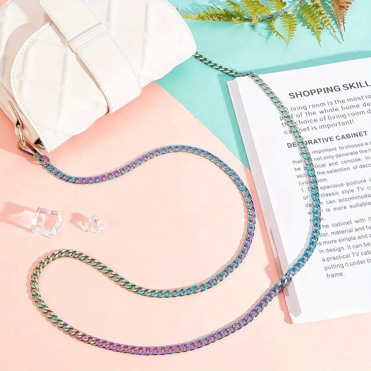 sangles de chaîne de sac à main arc-en-ciel, remplacement de sangle de chaîne plate, accessoires de sac à main de sangle de chaîne colorée pour sac à bandoulière