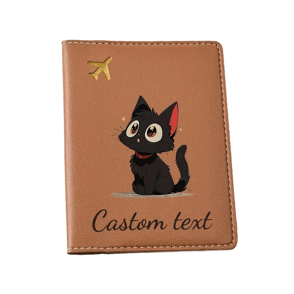 porte-passeport personnalisé pour chaton, compatible avec les passeports - étui pour documents de voyage avec nom/texte, motif chaton mignon, couverture de passeport