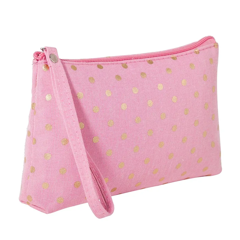 sac à cosmétiques en toile imperméable, sac à main décontracté, sac de rangement pour poudres lavables à pois