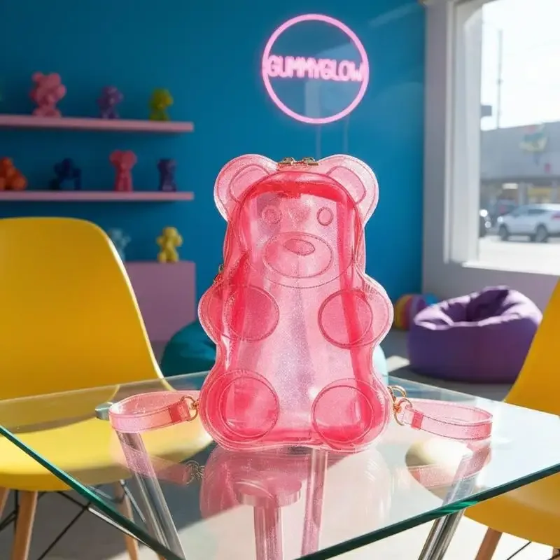 sac à dos ita avec motif d'ours mignon, grande capacité, sac transparent, sac à bandoulière décontracté pour les fans d'anime, accessoire scolaire quotidien