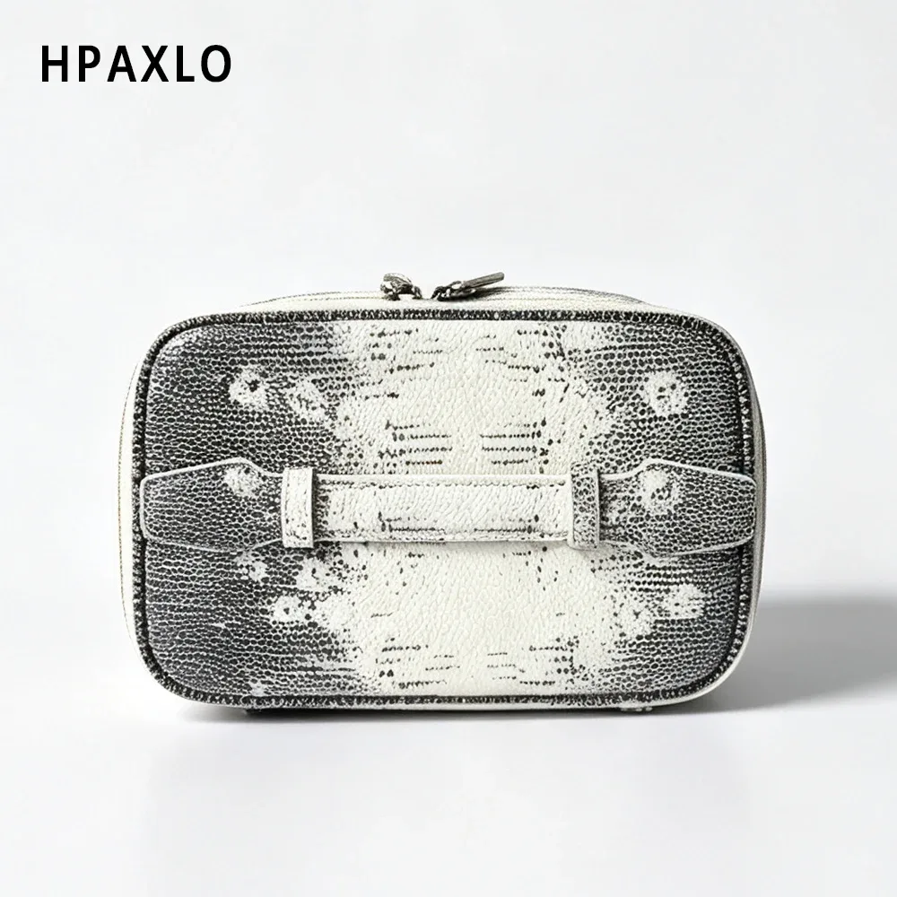 trousse de toilette en cuir véritable gaufré effet lézard, trousse de maquillage de voyage, organiseur portable pour femmes, pochette pour cosmétiques