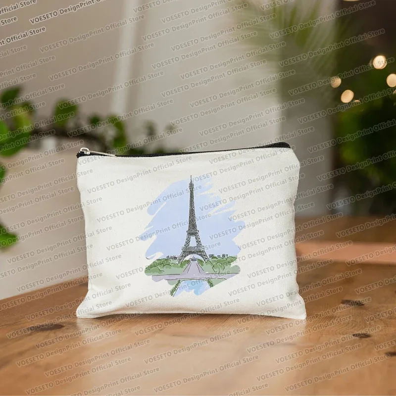 sac de maquillage imprimé tour eiffel de paris, trousse de toilette de voyage, organiseur de cosmétiques, pochette en toile pour femme, fermeture éclair, sacs à cosmétiques, meilleur cadeau