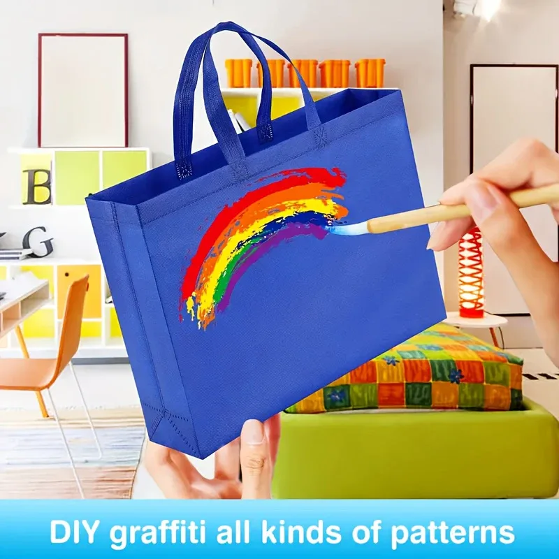 5 sacs fourre-tout non tissés, sacs d'emballage cadeau réutilisables de grande capacité, sacs de rangement de voyage portables et pliables, sacs fourre-tout de rangement, adaptés au transfert thermique diy, à la broderie, aux cadeaux d'anniversaire, aux cadeaux de fête et à la confection de cadeaux han.