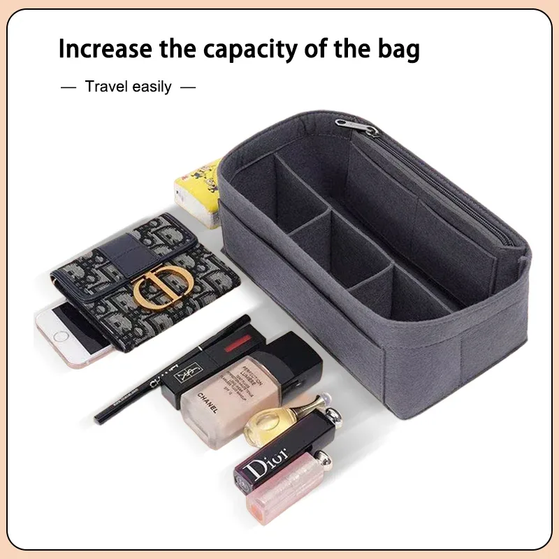sac à main en feutre pour femmes, organisateur de cosmétiques, adapté pour h lindy mini 26 30 34, pochette intérieure à fermeture éclair, design de luxe