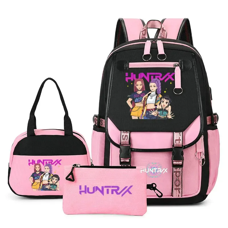 sacs à dos tendance k-pop demon hunters pour adolescentes, sacs à bandoulière, trousse à crayons, ensemble de sacs d'école pour étudiants, sac de voyage mochila