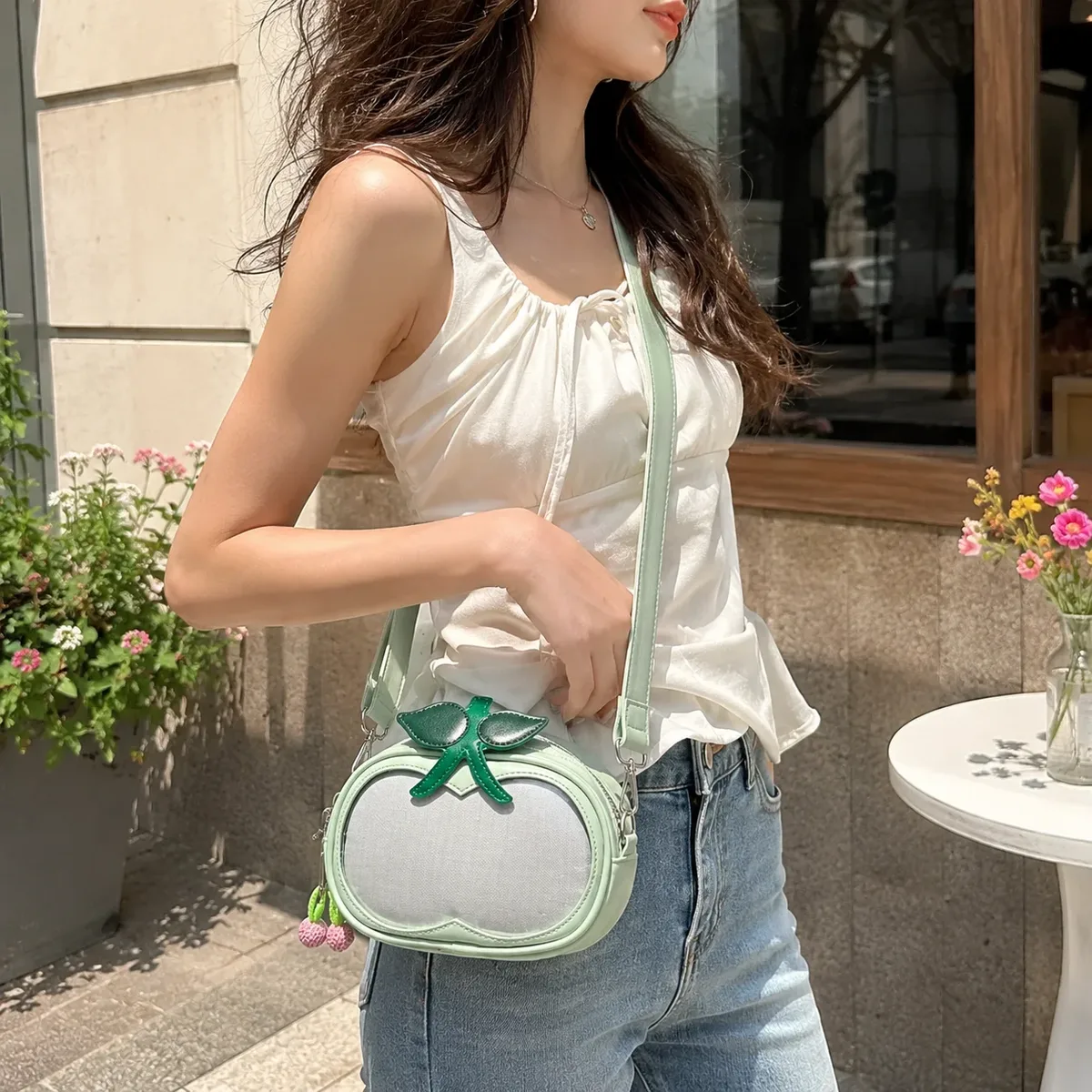 Sac à bandoulière pour femme, sac à main en forme de pomme, sac à main léger rose, pochette à cosmétiques, cadeau de Noël