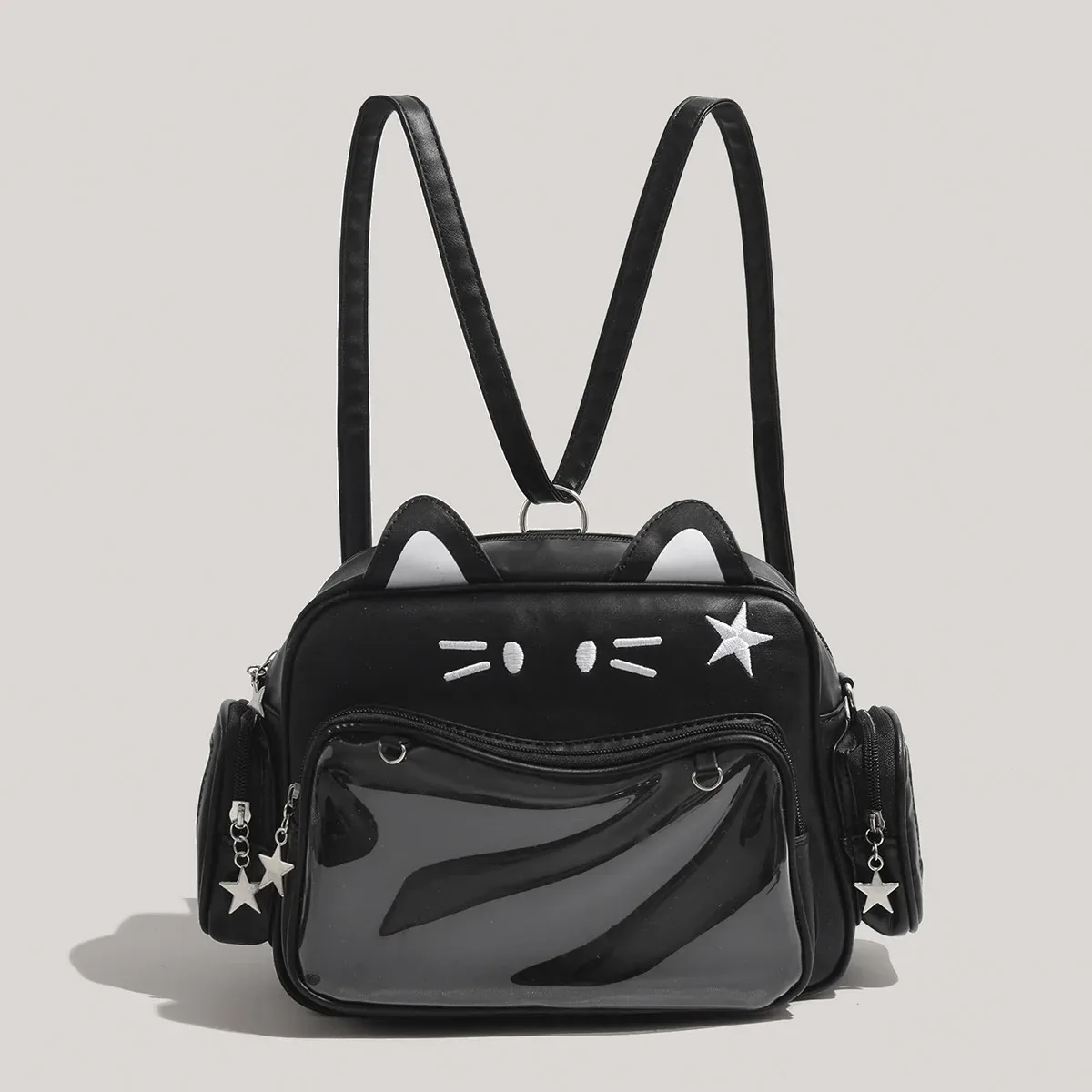 sac à dos multi-couches grande capacité pour les élèves du primaire, au design esthétique et attrayant, avec un motif de chat mignon, sac bandoulière.