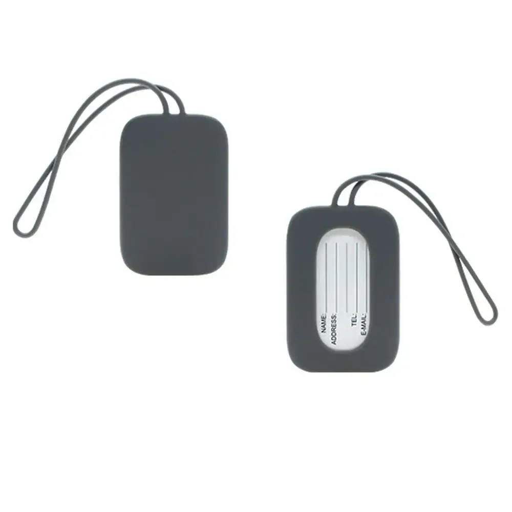 étiquette de bagage en silicone souple avec lanière, identification de valise, carte d'embarquement anti-perte, nom, téléphone, adresse, voyage