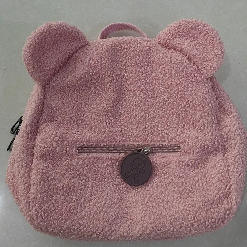 sac à dos en peluche mignon petit ours oreille sac à dos grande capacité dessin animé étudiant sac à dos