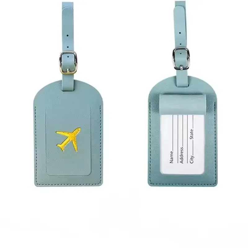 nouveau porte-étiquette en cuir estampé pour bagages d'affaires, étiquette d'adresse pour valise, étiquette d'identification pour cartable, clip pour nom et adresse, accessoires de voyage
