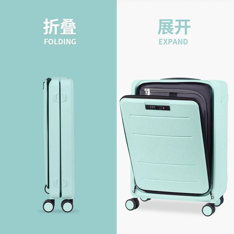 valise pliable avec ouverture avant, bagage à main de 20 pouces, valise de voyage de grande capacité de 24/26 pouces, boîtier de chariot à ouverture latérale